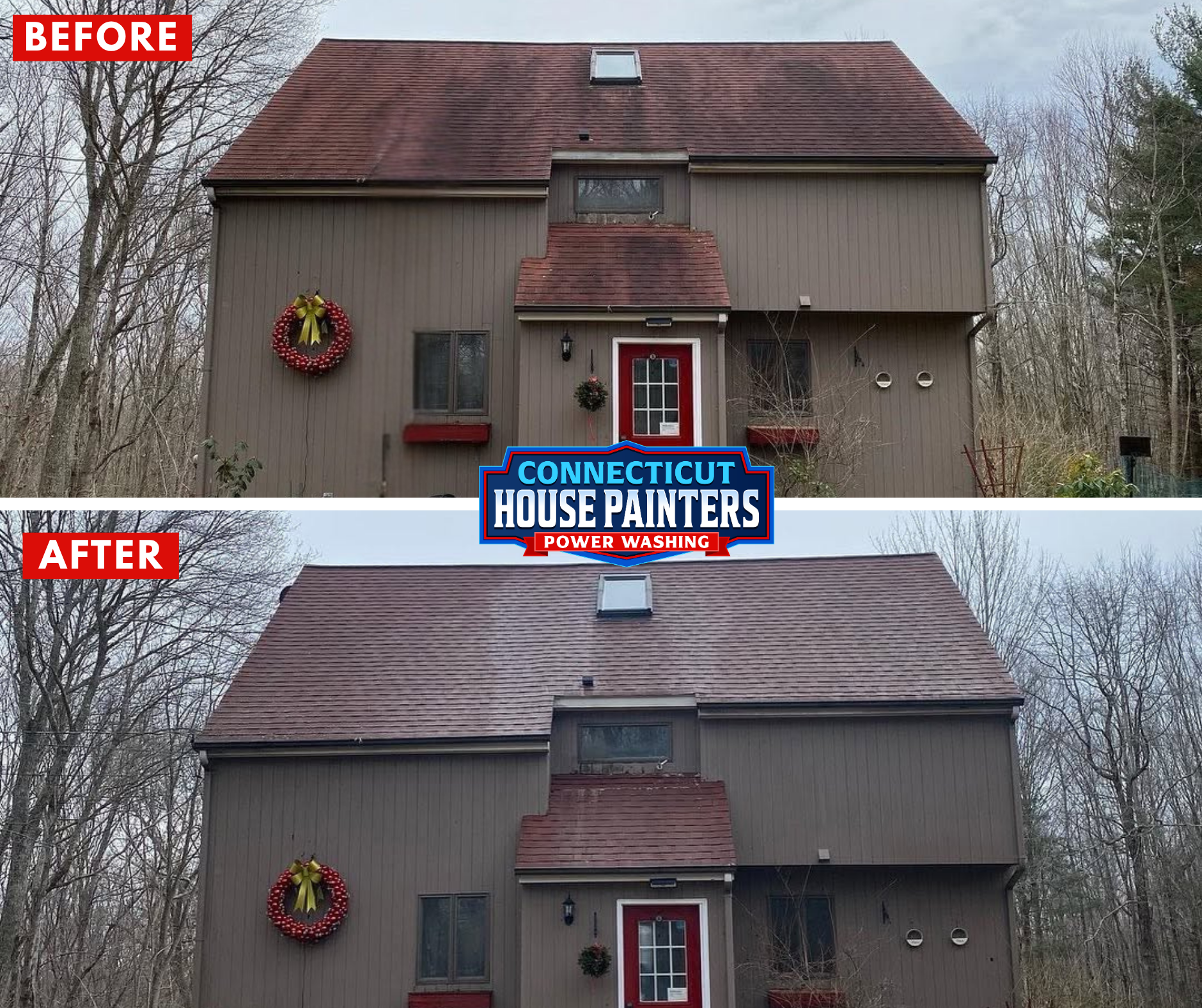 Connecticut roof treatment and soft washing service in Old Lyme